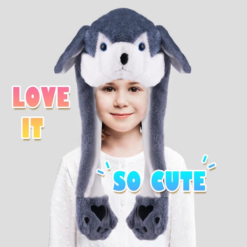 Audaisyly Funny Plush Rabbit Hat Ear Moving Jumping Hats, Cute LED Animal Beanie Cap for Women Girls Cosplay Party Holiday - Image 4